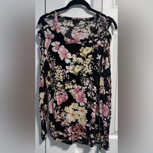 Women's Shiela Rose Floral Open Shoulder Long Sleeved Top